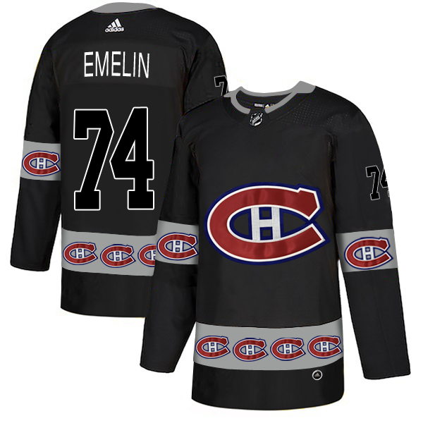 2018 NHL Men Montreal Canadiens #74 Emelin black jerseys->montreal canadiens->NHL Jersey